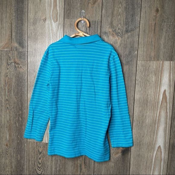 SOLD Lacoste polo shirt long sleeve collared golf top turquoise blue 10 - Picture 8 of 13